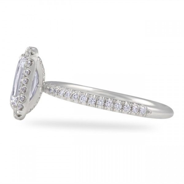 1.04 carat Hybrid Step Cut Diamond Halo Engagement Ring