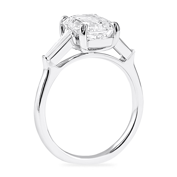2.51 carat Emerald Cut Diamond Three-Stone Ring angle