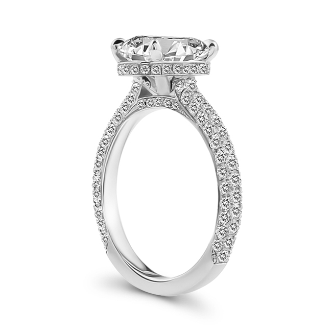 2 carat Oval Diamond Three-Row Band Engagement Ring top