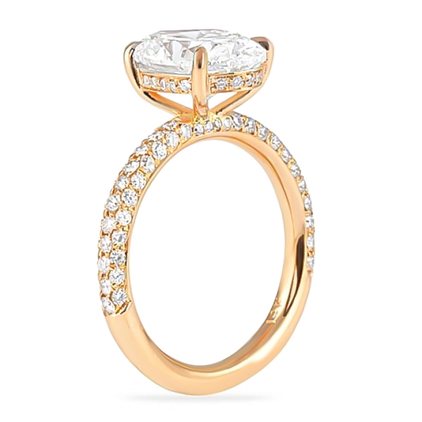 2.70 carat Oval Diamond Rose Gold Three-Row Band Engagement Ring flat