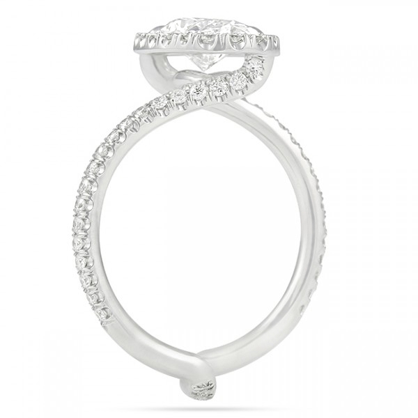 1.20 carat Oval Diamond Swoop Halo Engagement Ring
