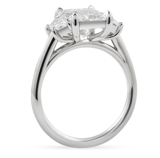 2.50 carat Radiant Three-Stone Engagement Ring flat