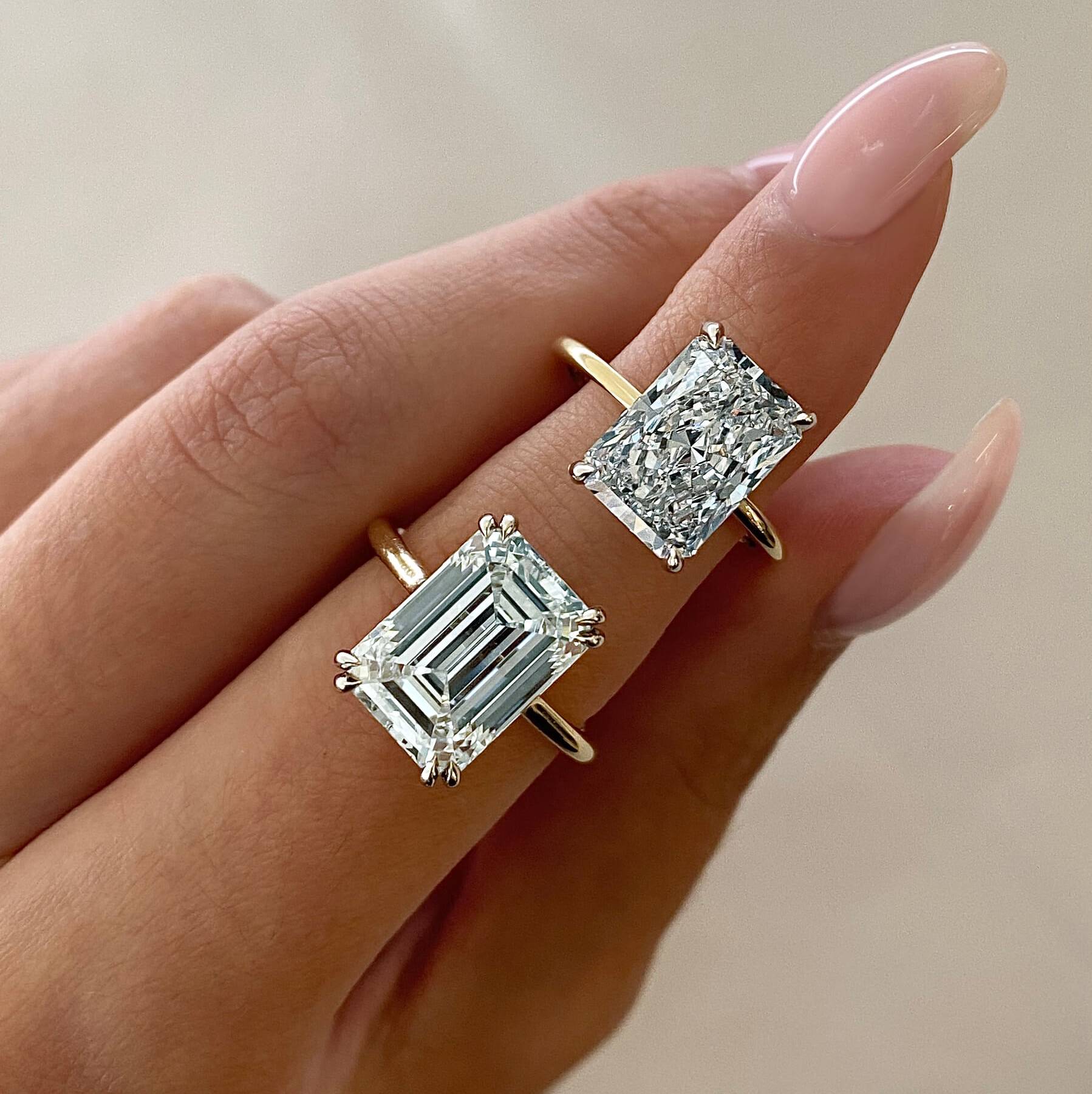 Solitaire Diamond Rings on Finger.