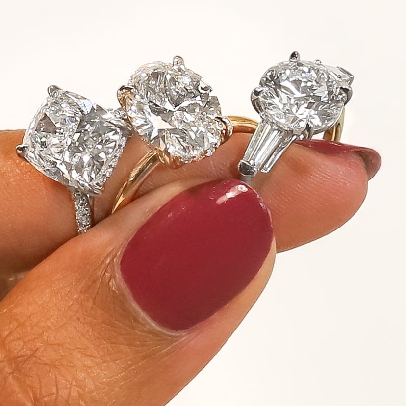 five various style diamond shape engagement rings