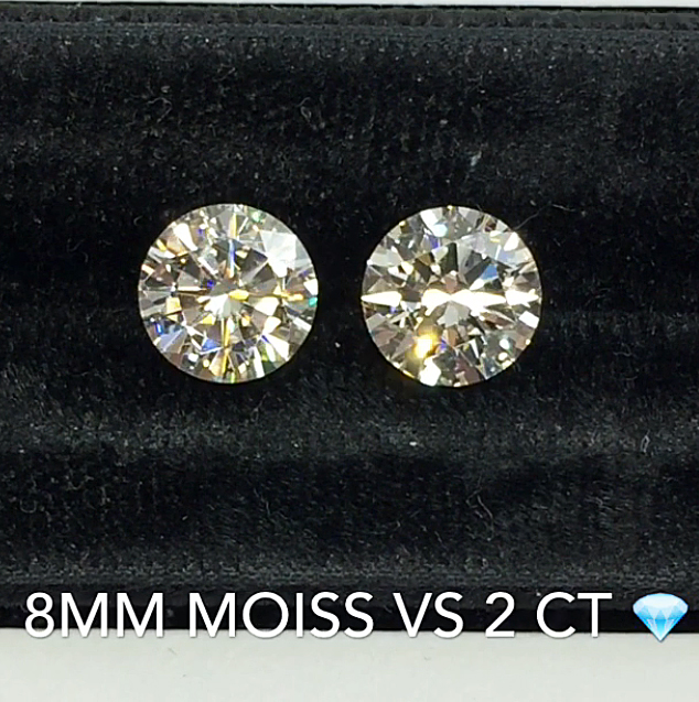 Moissanite vs. Diamond | Moissanite vs. Diamond Side By Side ...