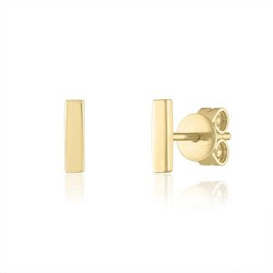 solid gold bar stud earrings