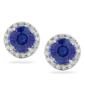 sapphire and diamond halo stud earrings